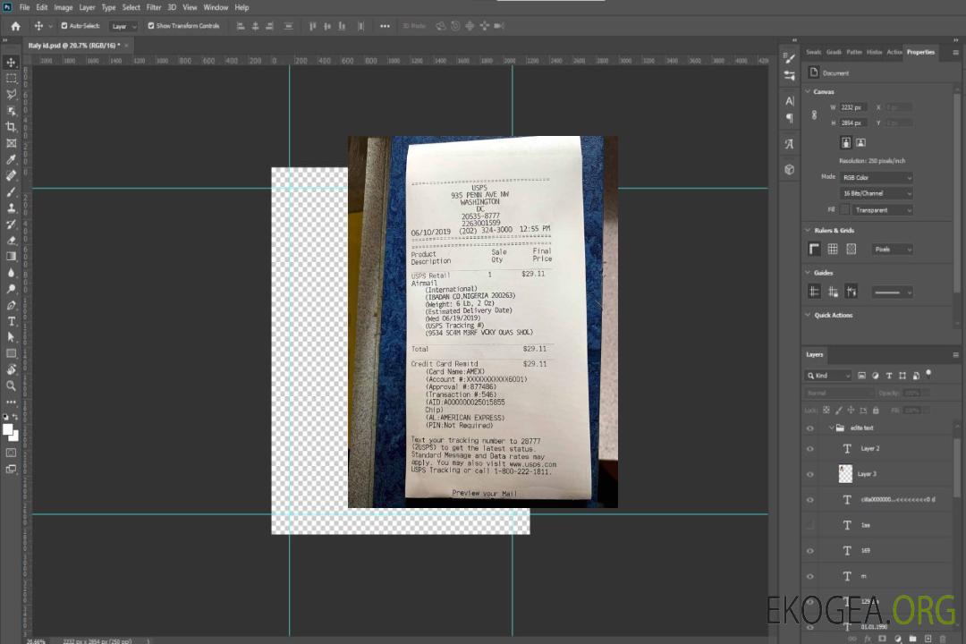 Reçu de paiement USPS aux États-Unis template